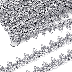 Светло-серый Полиэстеровая цветочная кружевная лента, кружевная отделка с волнистым краем, аксессуары для одежды, плоский, светло-серый, 1-1/8 дюйм (30 мм)