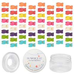 Mixed Color DIY Fish Bead Stretch Bracelets Making Kits, Including 100pcs Dyed Synthetic Turquoise Beads, Elastic Thread, Mixed Color, 20x10x5mm, Hole: 1mm