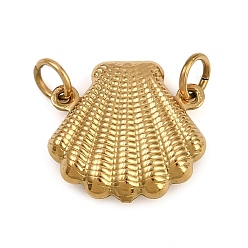 Настоящее золото 18K 304 подвески-соединители в форме ракушки из нержавеющей стали, ионное покрытие (ip), с прыжковых колец, реальный 18 k позолоченный, 15.5x16x4.5 мм, отверстие : 3 мм