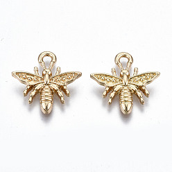 Light Gold Alloy Pendants, Cadmium Free & Lead Free, Bee, Light Gold, 16.5x16.5x2.5mm, Hole: 1.8mm