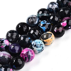 (52) Непрозрачная лаванда Окрашенные естественный агат бисер пряди, круглые, граненые, разноцветные, 13~13.5x13~13.5 мм, отверстие : 1 мм, около 28 шт / нитка, 14.96~15.48'' (38~38.7 см)