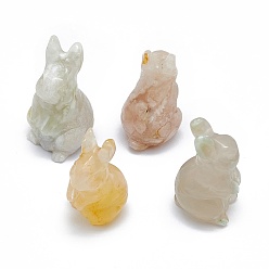 Вишневый агат Украшение дисплея скульптуры агата вишневого цвета, для домашнего офисного стола, кролик, 17~19x17~18.5x32~37 мм