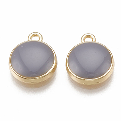 Шифер Серый Подвески из сплава , с эмалью, плоско-круглые, золотой свет, шифер серый, 12.5x10x2.5 мм, отверстие : 2 мм