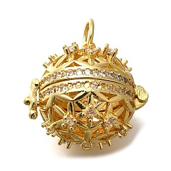 Золотой Подвески из латуни с микропаве из кубического циркония с бусинами-клетками, без кадмия и без свинца, долговечный, свиной пятачок, 19x16.5x20.5 мм, отверстие : 0.9 мм