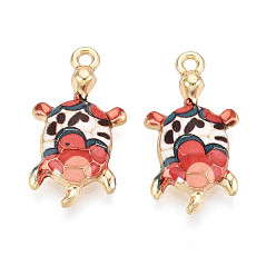 Лосось Подвески из эмали и сплава, черепаховые чары, стойки покрытие, золотой свет, salmon, 24x13.1x3 мм, отверстие : 1.6 мм