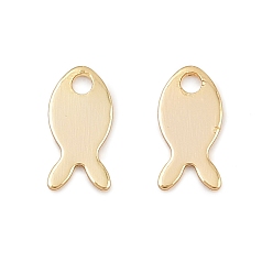 Fish Латунь прелести, долговечный, без никеля , реальный 18 k позолоченный, рыба, 7.5x4x0.5 мм, отверстие : 1.2 мм