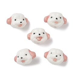 Светло-Коралловый Фарфоровые бусины ручной работы, яркие глазированный фарфор, собака, свет коралловый, 12.5x18.5x13.5 мм, отверстие : 2 мм