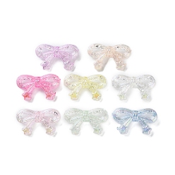 (52) Непрозрачная лаванда Прозрачные акриловые бусины с УФ-покрытием, радужный, бантом со звездой, с блестка, разноцветные, 20x34x10 мм, отверстие : 2 мм