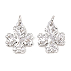 Клевер Латунь прелести, стойки покрытие, долговечный, без кадмия и без свинца, платина, с целью перехода в кольце, клевер, 12x10x1.5 мм, отверстие : 2 мм