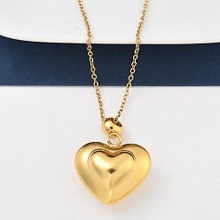 Настоящее золото 18K 201 ожерелья из нержавеющей стали с подвеской в виде сердца для женщин, реальный 18 k позолоченный, 17.52 дюйм (44.5 см)