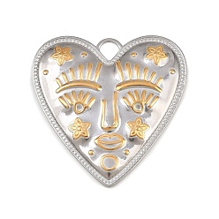 Сердце 304 подвески из нержавеющей стали, ионное покрытие (ip), золотые и нержавеющая сталь цвет, сердце, 46x46.5x3 мм, отверстие : 5.5 мм