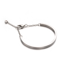 Stainless Steel Color Tarnish Resistant 304 Stainless Steel Bracelets, with Lobster Claw Clasps, Stainless Steel Color, 1-3/4 inchx2-1/4 inch(45x56mm)