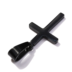 Electrophoresis Black 304 Stainless Steel Pendants, for Jewelry Making, Cross, Electrophoresis Black, 20.5x12.5x1.2mm, Hole: 3.5x7mm