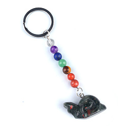 Гелиотроп Брелок с кровью дракона, с кварцевым резонатором, аметист, ляпис, авантюрин, красный агат, красная яшма, улитка, 10 см