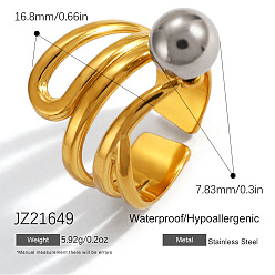 Круглые 304 открытые кольца манжеты из нержавеющей стали, золотые и нержавеющая сталь цвет, круглые, размер США 13 1/2 (22.6 мм)