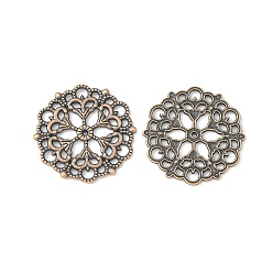 Красная Медь Тибетский стиль филигранные столяры ссылки, без кадмия, без никеля и без свинца, цветок, Красная медь, 29x1 мм, отверстие : 1.2 мм