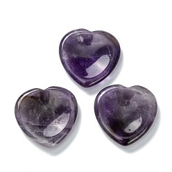 Amethyst Natural Amethyst Massage, Heart, for Face to Lift, Decrease Puffiness and Tighten, 39~40x39.5~40x7~8mm