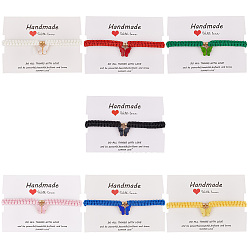 (52) Непрозрачная лаванда 7шт 7 цвета сплав акриловые бабочки браслеты подвески набор, плетеный регулируемый браслет, разноцветные, внутренний диаметр: 1-7/8~3-1/2 дюйм (4.7~8.9 см), 1 шт / цвет