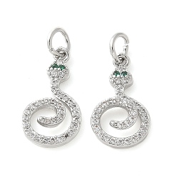 Платина Латунные микро проложить кубического циркония подвески, без кадмия, без никеля и без свинца, змеиные чары, с целью перехода в кольце, платина, 17x10x4 мм, отверстие : 3.5 мм