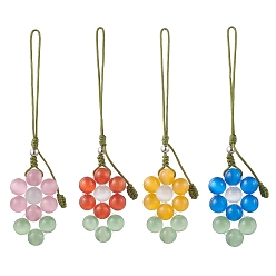 (52) Непрозрачная лаванда 4 шт. подвесные украшения в виде цветка кошачьего глаза, с нейлоновым шнуром, разноцветные, 96 мм