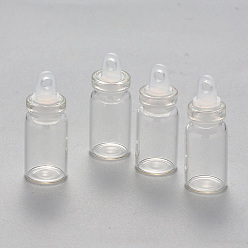 Clear Glass Vials, with Plastic Plug, Wishing Bottles, for  Seed Beads Storage, Clear, 28~29x11mm, Hole: 3mm, Capacity: 1.5ml(0.05 fl. oz)