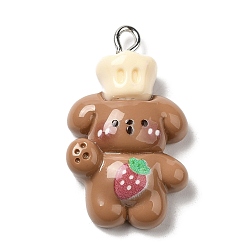 Собака Непрозрачные подвески смолы, с платиновыми железными петлями, Перу, собака, 30x18x8 мм, отверстие : 2.5 мм