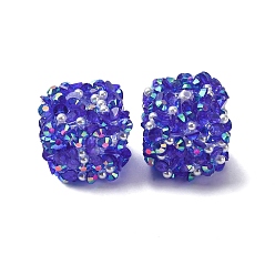 Сланцево-синий Бусины со стразами из смолы, с пластмассовой жемчужиной abs, форма куба, синевато-серый, 17.5x17.5x17.5 мм, отверстие : 1.6 мм