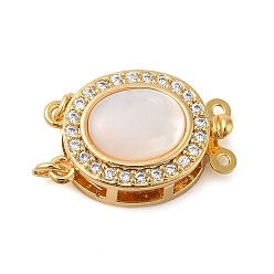 Настоящее золото 18K Латунные застежки из прозрачного кубического циркония с микропаве, без кадмия, без никеля и без свинца, с оболочкой, 2 нитей, 4-луночное, овальные, реальный 18 k позолоченный, 17.5x11.5x7.5 мм, отверстие : 1 мм