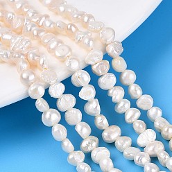 Кремово-белый Нити из натурального культивированного пресноводного жемчуга, самородки, кремово-белые, 4~5x4~6.5x2~4 мм, отверстие : 0.4~0.6 мм, около 38~41 шт / нитка, 6.89~7.09'' (17.5~18 см)