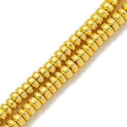 Golden Plated Electroplated Synthetic Non-Magnetic Hematite Beads Strands, Disc, Heishi Beads, Golden Plated, 2.5x1mm, Hole: 0.6mm, about 337pcs/strand, 16.06''(40.8cm)