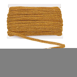 (932FM) Темно-синий аква-матовый с подкладкой Плетеная кружевная лента из полиэстера, аксессуары для одежды, украшение занавеса, темно-золотистые, 3/8 дюйм (10 мм), около 51.40 ярдов (47 м) / шт