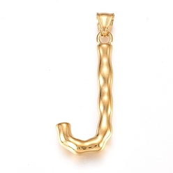 Letter J 304 подвески из нержавеющей стали, бамбуковая буква, золотые, letter.j, 48.5x20x5.5 мм, отверстие : 5x8 мм