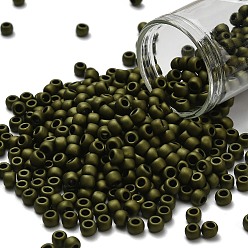 (617) Matte Color Dark Olive Тохо 6/0 круглые бусины, японский бисер, (617) матовый цвет темно-оливковый, 4 мм, отверстие : 1.5 мм, Около 7570 шт / фунт