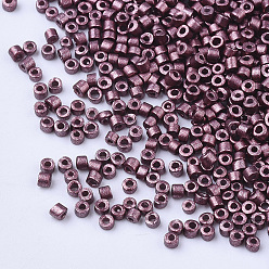 Sienna Glass Cylinder Beads, Seed Beads, Metallic Colours, Round Hole, Sienna, 1.5~2x1~2mm, Hole: 0.8mm, about 8000pcs/bag, about 85~95g/bag