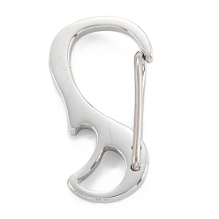 Couleur Acier Inoxydable Fermoir porte-clés à pression en acier inoxydable anti-ternissement, couleur inox, 304mm, Trou: 24x13x5.5mm