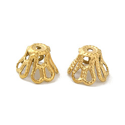 Золотой 304 из нержавеющей стали шарик крышки, цветок, золотые, 6.5x5 мм, отверстие : 0.9 мм