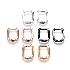 (52) Непрозрачная лаванда Латунные английском замке Серьги-кольца, прямоугольные, разноцветные, 12 датчик, 15.5x11.5x2 мм , штифт: 1 мм