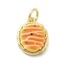 Food Латунные подвески, с прыгающим кольцом и смолой, без кадмия и без свинца, стойки покрытие, долговечный, реальный 18 k позолоченный, питание, 13.5x11.5x6 мм, отверстие : 3.4 мм