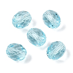Light Blue K9 Glass Beads, Glass Imitation Austrian Crystal Beads, Oval, Faceted, Light Blue, 10x8mm, Hole: 1.2~1.4mm