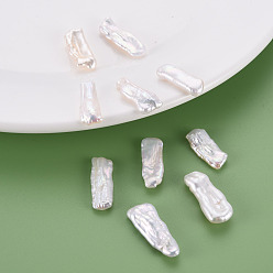 Морская Ракушка Бусины из натурального жемчуга бива, культивированный пресноводный жемчуг, нет отверстий / незавершенного, прямоугольные, цвет морской раковины, 19~26x8~10x3~6 мм