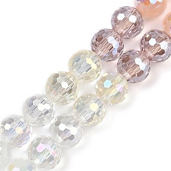 Разноцветный Стеклянные бусины с гальваническим покрытием , круглые, граненый(32 граненый), красочный, около 8 мм, отверстие : 1.2 мм, около 48 шт / нитка, 14.09'' (35.8 см)