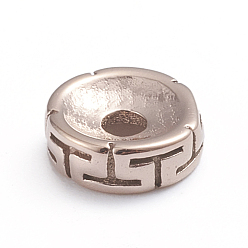 Античный Розовый Золотой Ретро-ионное покрытие (ip) 304 прокладочные шарики из нержавеющей стали, плоский круглый с т-образным рисунком, античный розового золота, 8x2.8 мм, отверстие : 2.2 мм