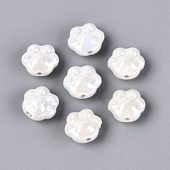 White Handmade Porcelain Beads, Bright Glazed Porcelain, Claw, White, 12.5~13.5x14~15x8~9mm, Hole: 1.6~2mm