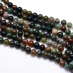 Indian Agate Natural Indian Agate Round Beads Strands, 6mm, Hole: 1mm, about 65pcs/strand, 15.5 inch