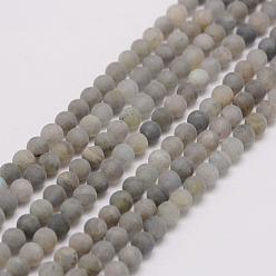 Labradorite Natural Labradorite Beads Strands, Frosted, Round, 4mm, Hole: 0.5mm, about 118pcs/strand, 15.3 inch(39cm)