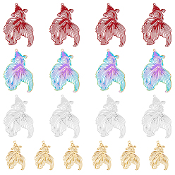 (52) Непрозрачная лаванда 24 шт. 4 цвета 201 филигранные подвески из нержавеющей стали, гравированные металлические украшения, без никеля , очарование золотой рыбки, разноцветные, 48.5x31x0.3 мм, отверстие : 1.5 мм, 6 шт / цвет