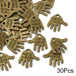 Античная Бронза 30Шармы из сплава в тибетском стиле, без кадмия и без свинца, ладонь с надписью, античная бронза, 12.5x13x1 мм, отверстие : 1 мм
