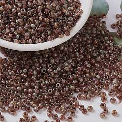 (RR4505) Transparent Light Smoky Topaz Picasso MIYUKI Round Rocailles Beads, Japanese Seed Beads, (RR4505) Transparent Light Smoky Topaz Picasso, 8/0, 3mm, Hole: 1mm, about 19000~20500pcs/pound