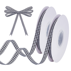 Черный Лента с узором «тартан» из полиэстера, для пошива одежды из ткани аксессуары, чёрные, 3/8 дюйм (10 мм), около 49.21 ярдов (45 м) / рулон
