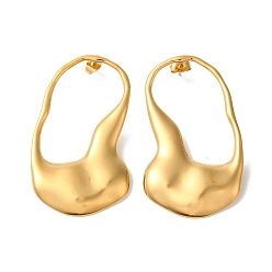 Настоящее золото 18K Женские серьги-гвоздики из нержавеющей стали, овальные, реальный 18 k позолоченный, 51x30 мм